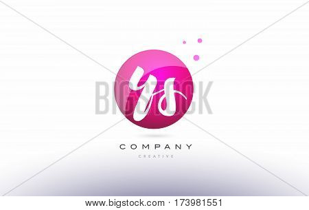 Ys Y S  Sphere Pink 3D Hand Written Alphabet Letter Logo