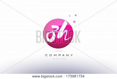 Zh Z H  Sphere Pink 3D Hand Written Alphabet Letter Logo