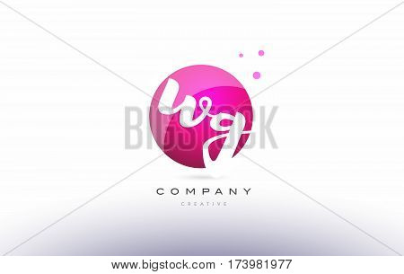 Wg W G  Sphere Pink 3D Hand Written Alphabet Letter Logo