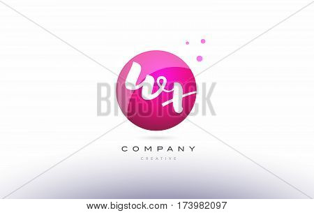 Wx W X  Sphere Pink 3D Hand Written Alphabet Letter Logo