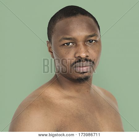 African Descent Man Barechested Studio