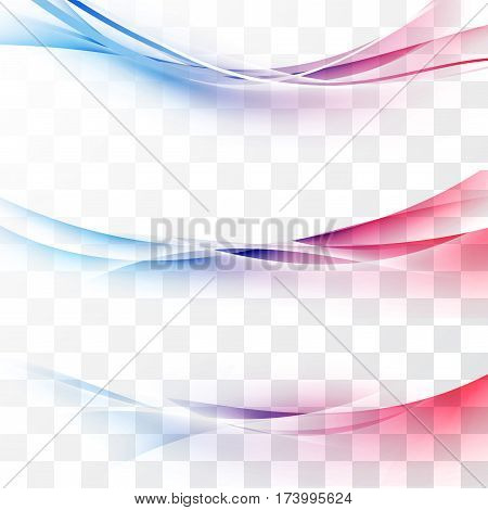 Bright red to blue gradient speed lines abstract minimalistic web header swoosh waves. Vector illustration