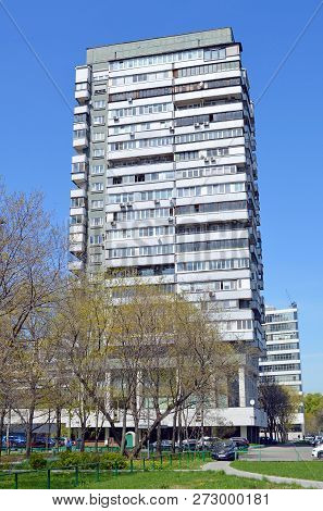 Moscow, Russia - May, 2017: The Seventeen-story Single-entrance Panel Apartment House Of The 