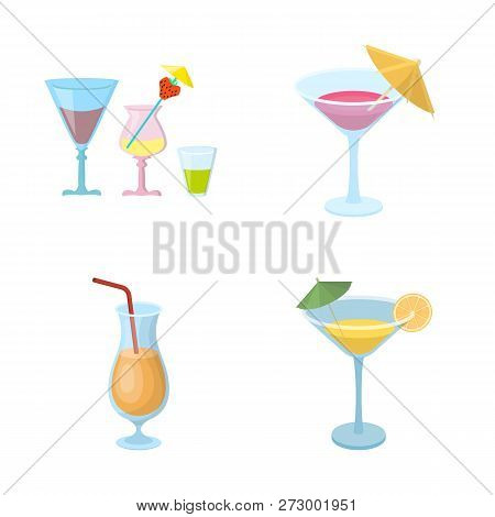 Isolated Object Of Cocktail And Menu Logo. Collection Of Cocktail And Margarita Vector Icon For Stoc
