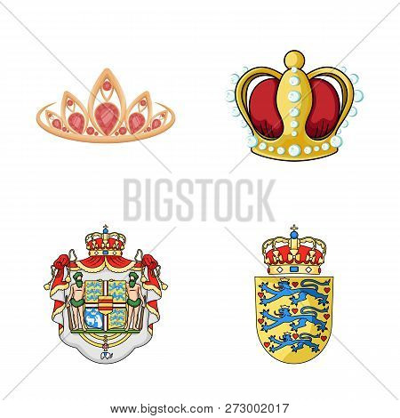 Vector Illustration Of Crown And Royal Icon. Set Of Crown And Jewelry Vector Icon For Stock.