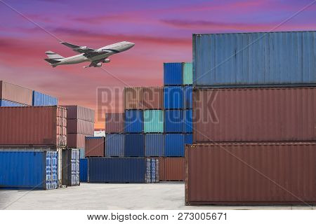 Shipping Containers In Port, Logistics Tradding Zone