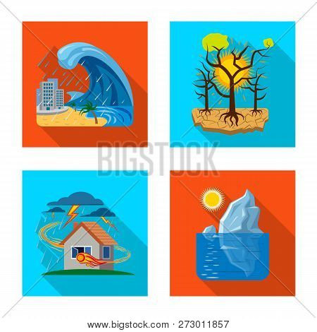 Isolated Object Of Natural And Disaster Logo. Set Of Natural And Risk Vector Icon For Stock.