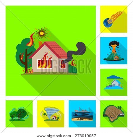 Isolated Object Of Natural And Disaster Sign. Set Of Natural And Risk Stock Vector Illustration.