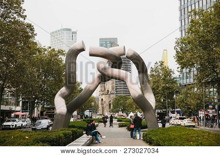 Berlin, October 1, 2018: Monument In Honor Of The 750th Anniversary Of The Founding Of Berlin.