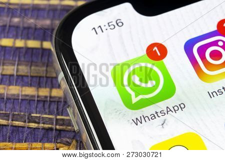 Sankt-petersburg, Russia, December 5, 2018: Whatsapp Messenger Application Icon On Apple Iphone X Sm