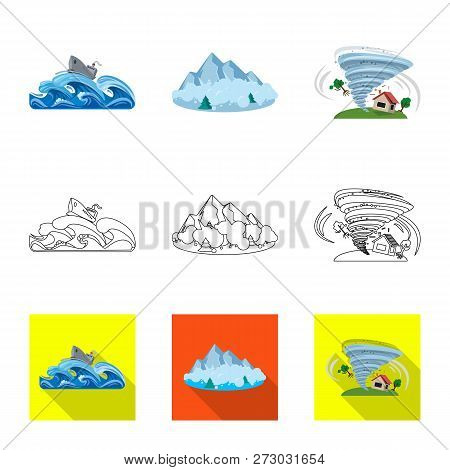 Vector Illustration Of Natural And Disaster Icon. Set Of Natural And Risk Vector Icon For Stock.