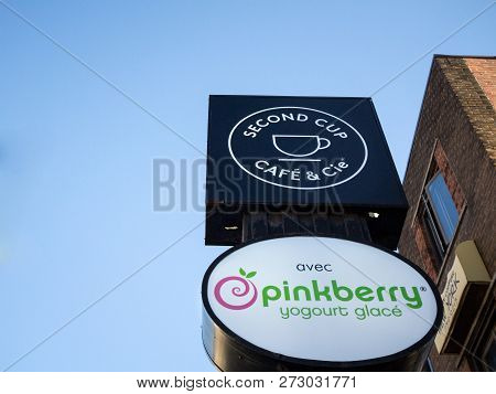 Montreal, Canada - November 4, 2018: Second Cup Coffee Logo In Front Of Their Local Cafe In Downtown