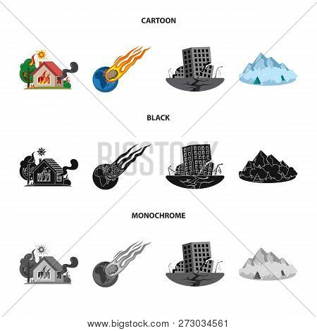 Vector Design Of Natural And Disaster Sign. Set Of Natural And Risk Stock Vector Illustration.