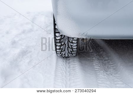 Frozen Car On A Winter Frosty Road
