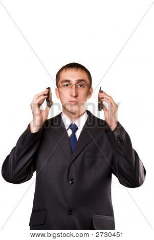 Uomo d'affari parlando su un telefono Mobile due