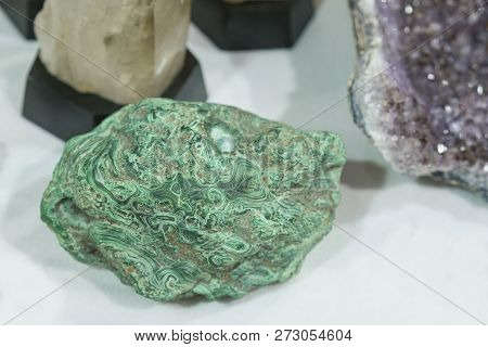 Malachite Green Mineral Gemstone Texture, Malachite Background, Green Background.