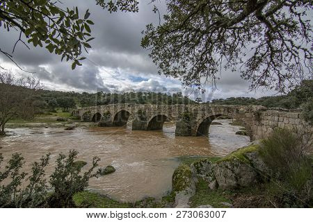 Mocho Bridge In The Town Of Ledesma In The Province Of Salamanca