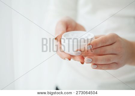 Scin Care. Beautiful Woman Hands With Cream