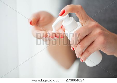 Scin Care. Beautiful Woman Hands With Cream