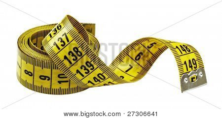 ruban à mesurer, isolated on white avec un tracé de détourage.