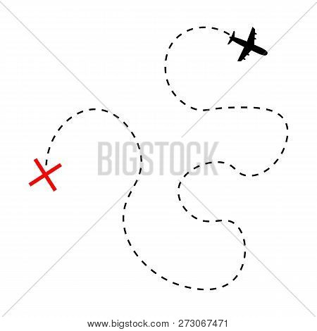 Airplane Line Path Vector Icon Of Air Plane. Vector Illustration Eps10