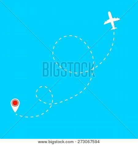 Airplane Line Path Vector Icon Of Air Plane. Vector Illustration Eps10