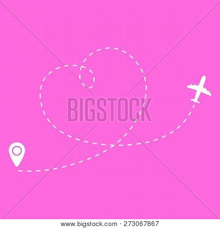 Airplane Line Path Vector Icon Of Air Plane. Vector Illustration Eps10