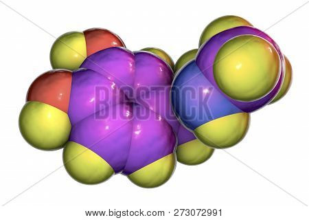 Epinephrine Molecule, 3d Illustration. A Hormone Produced By Adrenal Gland, It Has Effect On Blood P
