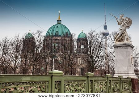 Supreme Parish And Collegiate Church Or Also Called Berlin Cathedral Seen From The Schloss Bridge In