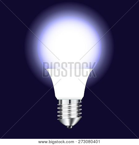 Vector Drawing Bright Led Lamp With Cold Glow On A Dark Background