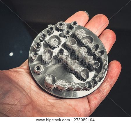 Object Printed On Metal 3d Printer Isolated.