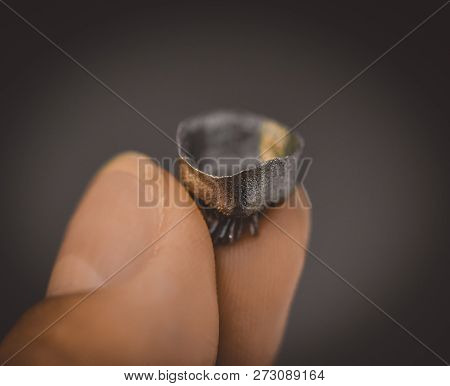 Small Object Printed On Metal 3d Printer Macro.