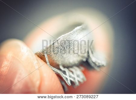Small Object Printed On Metal 3d Printer Macro.