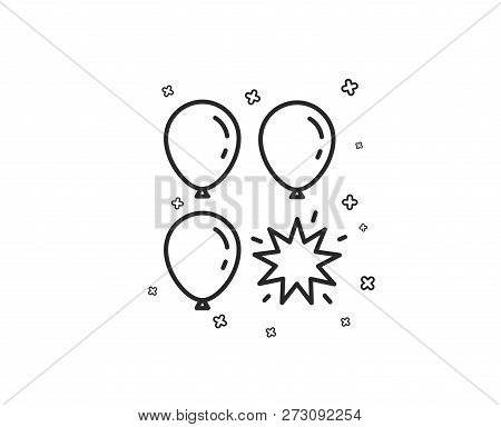 Balloon Dart Line Icon. Amusement Park Sign. Pop The Balloon Symbol. Geometric Shapes. Random Cross 