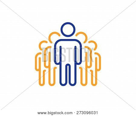 Group Line Icon. Business Management Sign. Teamwork Symbol. Colorful Outline Concept. Blue And Orang