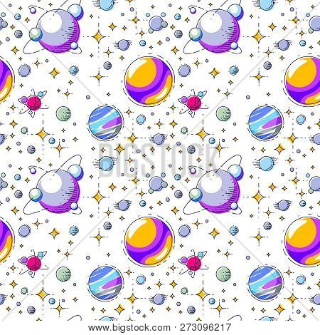 Seamless Space Background With Planets, Stars, Asteroids And Meteors, Undiscovered Deep Cosmos Fanta