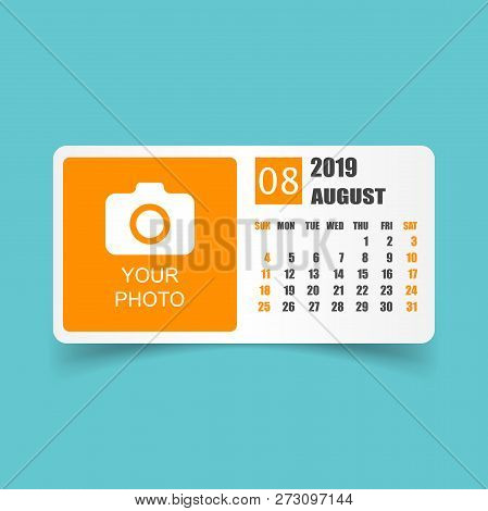 Calendar August 2019 Year In Simple Style. Calendar Planner Desi