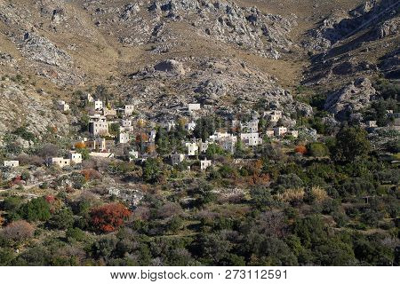 A Village On The Mountain Slope In Bodrum, Turkey