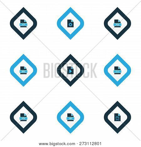 Document Icons Colored Set With Programming Language, File Ttf, File Jsp And Other Otf Elements. Iso