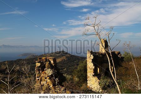 A Village On The Mountain Slope In Bodrum, Turkey