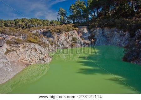 Devils Bath Pond In Geothermal Park In New Zealand