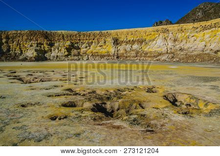 Surface Of Volcano Crater On The Nisiros Island, Greece