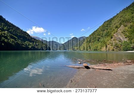 View Of The Mountain Lake Rizza, Abkhazia