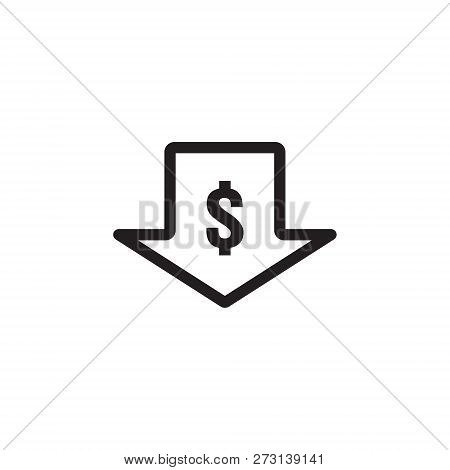 Dollar Arrow Decrease Icon. Money Arrow Symbol. Economy Stretching Rising Drop Fall Down. Business L