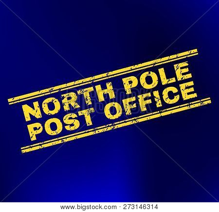 Grunge North Pole Post Office Stamp Seal On Complex Gradient Background. Vector North Pole Post Offi