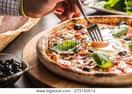 Pizza Capricciosa Capricious Traditional Italian Meal From Prosciutto Mushrooms Artichokes Egg Parme