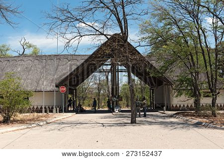 Moremi Game Reserve, Botswana-november 25, 2018: Entrance Gate In The Moremi Game Reserve, Botswana,