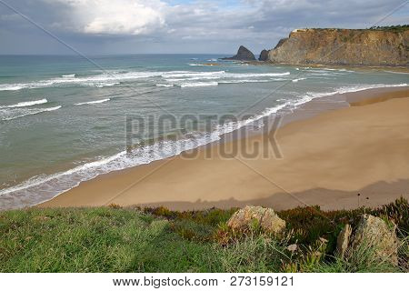 Odeceixe Beach (aljezur) With Colorful Landscapes, Costa Vicentina, Algarve, Portugal