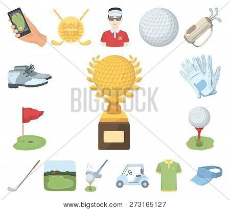 Golf And Attributes Cartoon Icons In Set Collection For Design.golf Club And Equipment Vector Symbol