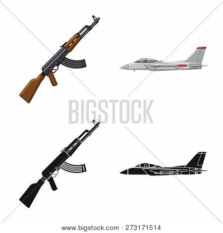 Isolated Object Of Weapon And Gun Icon. Set Of Weapon And Army Vector Icon For Stock.